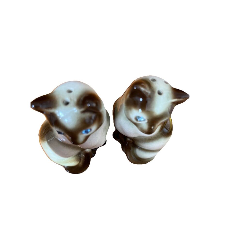 Vintage Siamese Cat Jewel Eyes Salt And Pepper Shakers Japan MCM - Picture 6 of 7